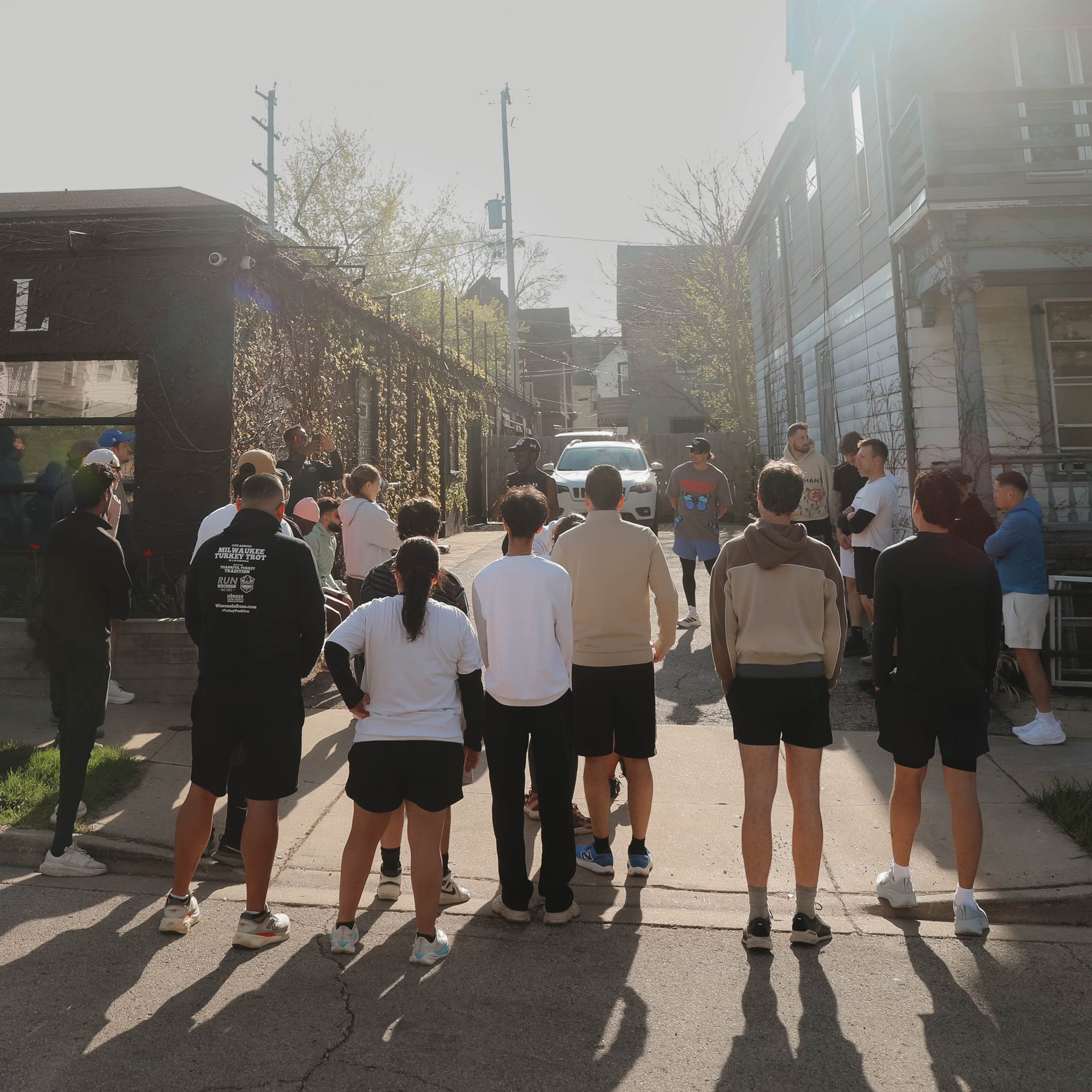 Run club gathering before the run